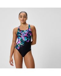 Speedo - Club Training Printed Powerback Swimsuit - Lyst