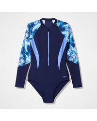 Speedo - Modern Coverage Printed Long Sleeve Swimsuit - Lyst