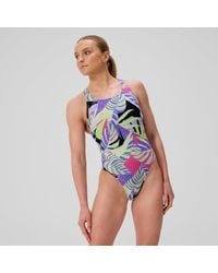 Speedo - Club Training Printed Powerback One Piece - Lyst