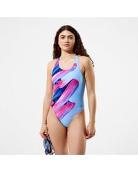 Speedo - Club Training Printed Powerback Swimsuit - Lyst