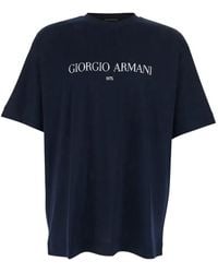Giorgio Armani - Crewneck T-Shirt With Logo Lettering On The Front - Lyst
