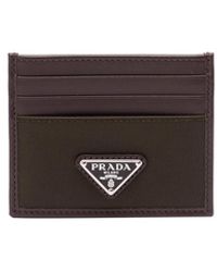Prada - Re-Nylon And Leather Card Holder - Lyst