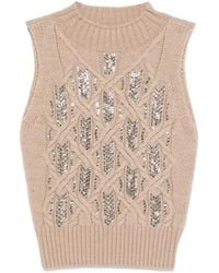 Ermanno Scervino - Sleeveless High Neck Knit Top - Lyst
