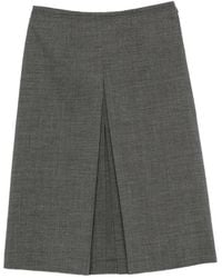 Prada - Pleated Wool Skirt - Lyst