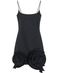 Blumarine - Short Taffeta Dress With Pleated Roses - Lyst