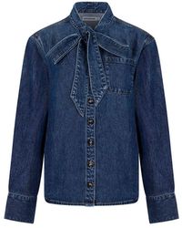 Self-Portrait - Tie Neck Shirt - Lyst