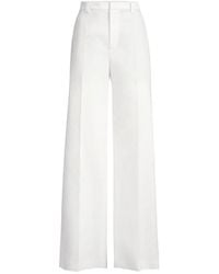 Brunello Cucinelli - Cotton And Paper Yarn Diagonal Loose Flared Trousers With Monili - Lyst