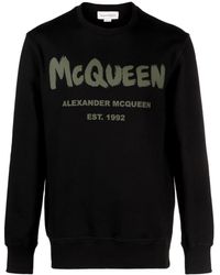 Alexander McQueen - Graffiti Logo-print Cotton-jersey Sweatshirt X - Lyst