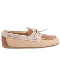 Miu Miu - Suede And Leather Boat Shoes - Lyst
