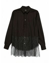 Fendi - Pinstriped Wool Shirt With Lace - Lyst