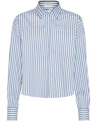 Brunello Cucinelli - Striped Shirt With Shiny Collar - Lyst