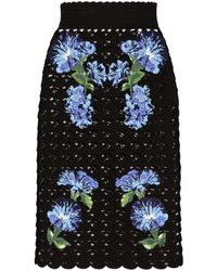 Dolce & Gabbana - Campanula Floral-pattern Crochet Skirt - Lyst
