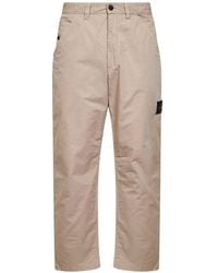 Stone Island - Logo Cotton Trousers - Lyst