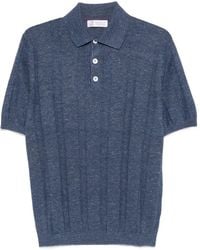 Brunello Cucinelli - Linen And Cotton Wide Rib Knit Polo - Lyst
