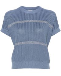 Peserico - Striped Ribbed-knit Jumper - Lyst