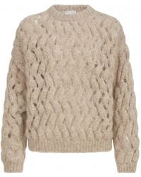 Brunello Cucinelli - Dazzling Zigzag Cables Sweater - Lyst