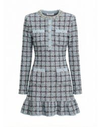 Self-Portrait - Check Knit Mini Dress - Lyst