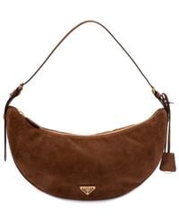 Prada - Demi-Lune' Large Suede Shoulder Bag - Lyst