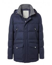 Brunello Cucinelli - Bonded Wool Flannel Down Parka With Detachable Hood - Lyst