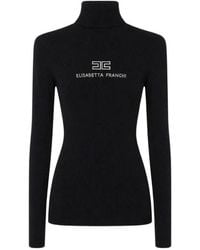 Elisabetta Franchi - Logo-Embroidered Roll-Neck Sweater - Lyst