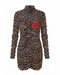 Blumarine - Long-Sleeved Animal Print Dress - Lyst