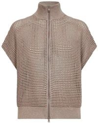 Brunello Cucinelli - Net Knit Cardigan With Dazzling Details - Lyst