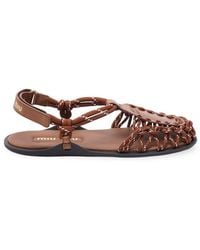 Miu Miu - Flat Cord And Leather Sandals - Lyst