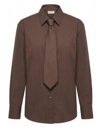 Brunello Cucinelli - Shirt With Tie And Monili - Lyst
