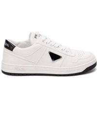 Prada - `downtown` Perforated Leather Sneakers - Lyst