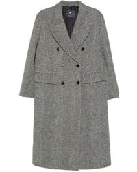 Ermanno Scervino - Herringbone-Pattern Double-Breasted Coat - Lyst