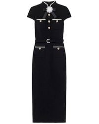 Self-Portrait - Wool Crepe Midi Dress - Lyst