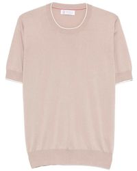 Brunello Cucinelli - Cotton Lightweight Knit T-Shirt With Contrast Details - Lyst
