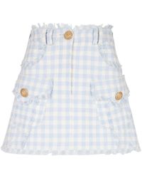 Balmain - Flared Checked Mini Skirt - Lyst
