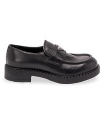 Prada - Chocolate Leather Loafers - Lyst