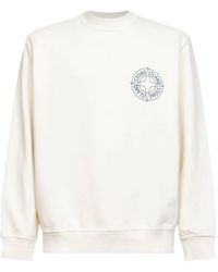Stone Island - Oversized Crew Neck Sweatshirt With “Outline Compass” Print - Lyst