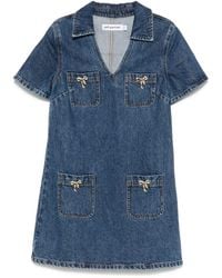 Self-Portrait - V-Neck Denim Dress - Lyst