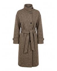 Brunello Cucinelli - Sparkling Chevron Coat Whit Belt - Lyst