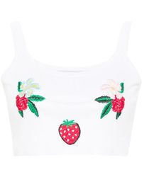 Fiorucci - Embroidered Cropped Tank Top - Lyst
