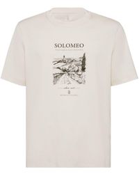 Brunello Cucinelli - Printed Cotton T-Shirt - Lyst