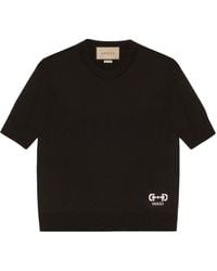 Gucci - Knit Crew-Neck Short Sleeve Sweater With `Horsebit` Intarsia - Lyst