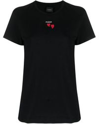 Pinko - Heart-embroidery Logo T-shirt - Lyst