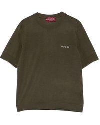 Gucci - Cashmere And Silk Top With Intarsia - Lyst