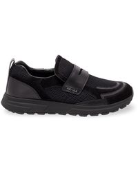 Prada - Mesh And Leather Sneakers - Lyst