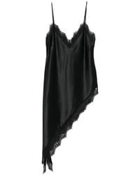 Nissa - Asymmetric Satin Lace-Trim Top - Lyst