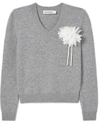 Self-Portrait - Flower Wool Jumper - Lyst