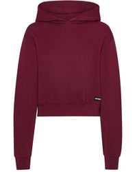 ROTATE BIRGER CHRISTENSEN - Bordeaux-Hued Cropped Sweatshirt With Minimal Design - Lyst