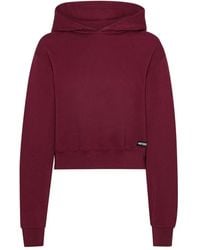 ROTATE BIRGER CHRISTENSEN - Bordeaux-Hued Cropped Sweatshirt With Minimal Design - Lyst