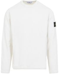 Stone Island - Mesh Stitch Organic Cotton Fleece Sweatshirt - Lyst