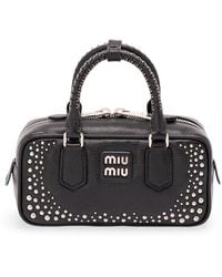 Miu Miu - 'Arcadie' Leather Bag With Studs - Lyst