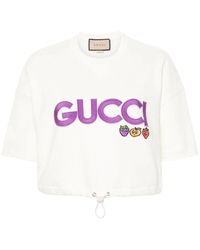 Gucci - Embroidered-logo Jersey T-shirt - Lyst